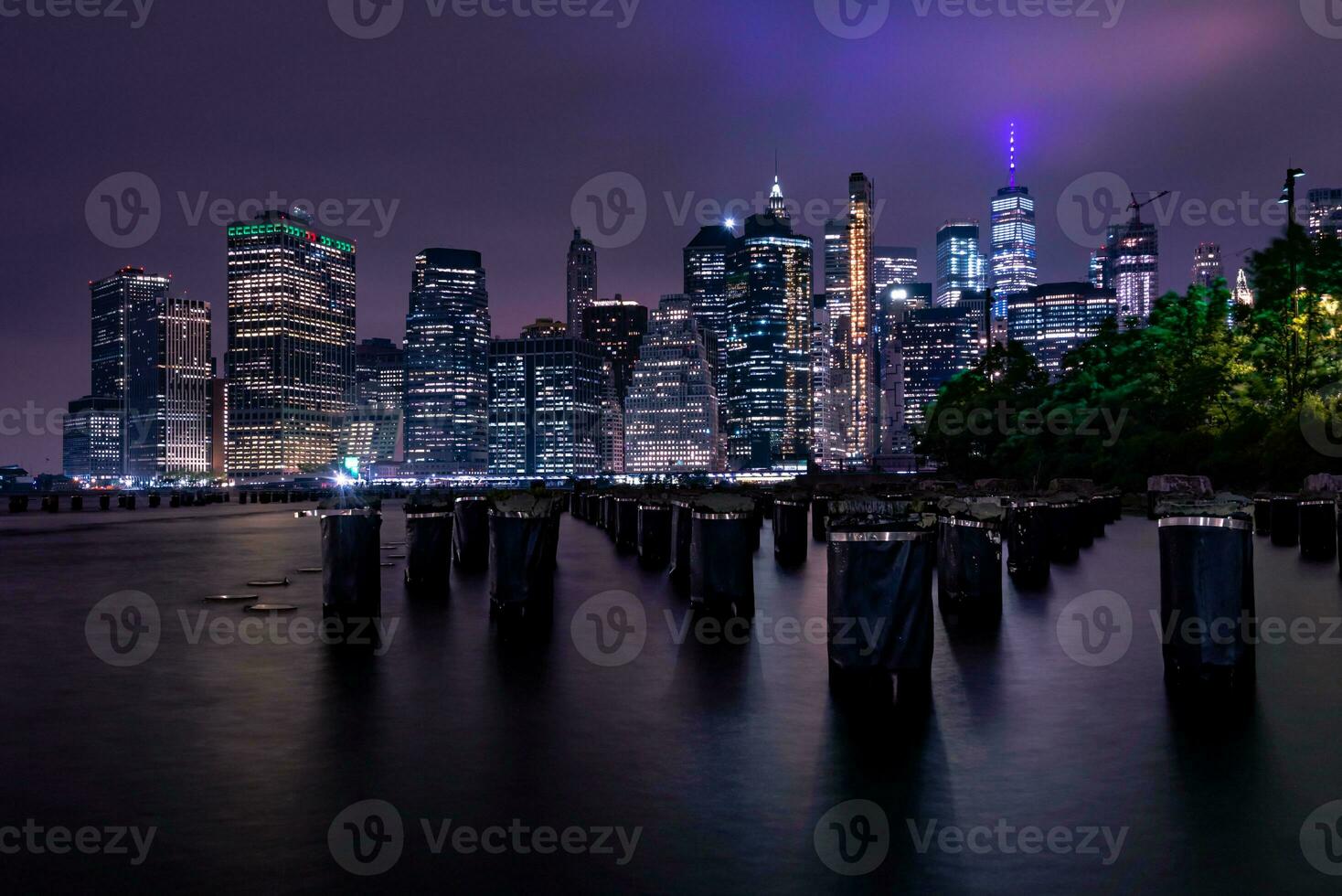 Nacht Ansichten auf niedriger Manhattan foto