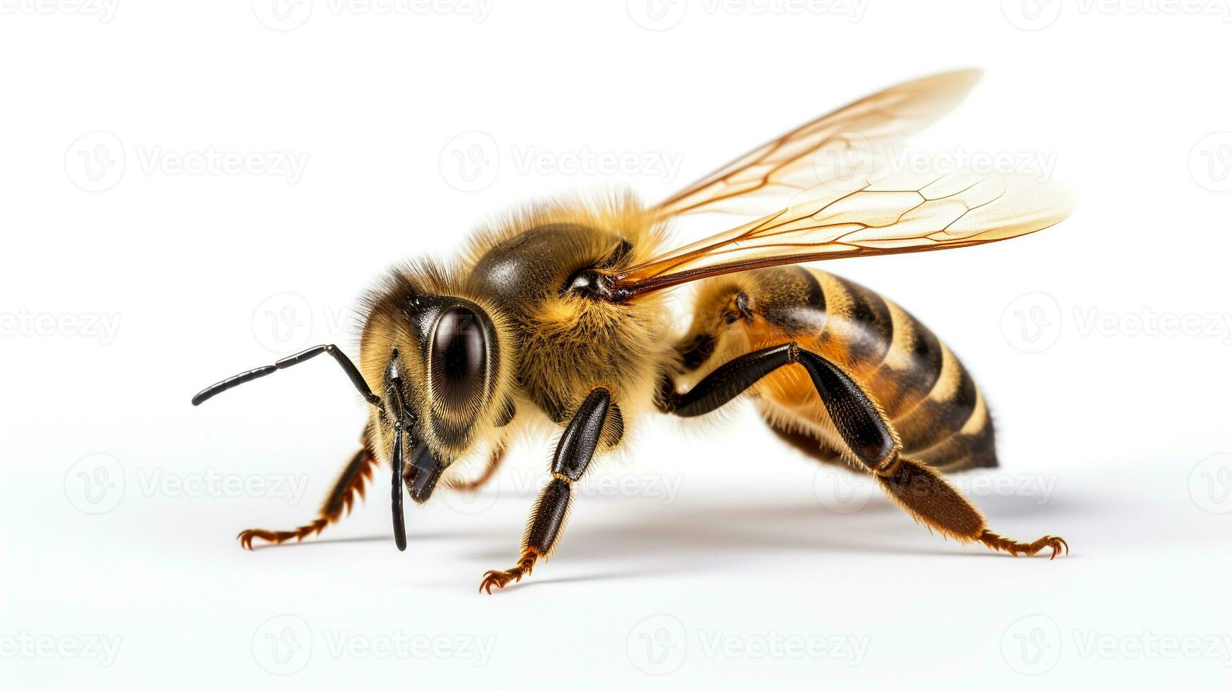 ai generiert Foto von Honig Biene isoliert auf Weiß Hintergrund. generativ ai
