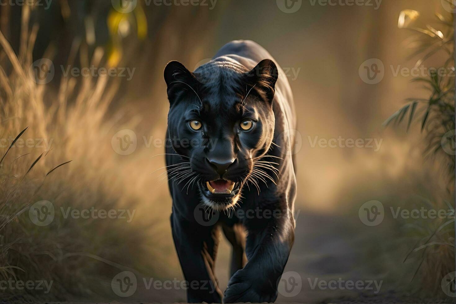 ai generiert schwarz Panthers Attacke, realistisch Bilder von wild Tier Anschläge foto