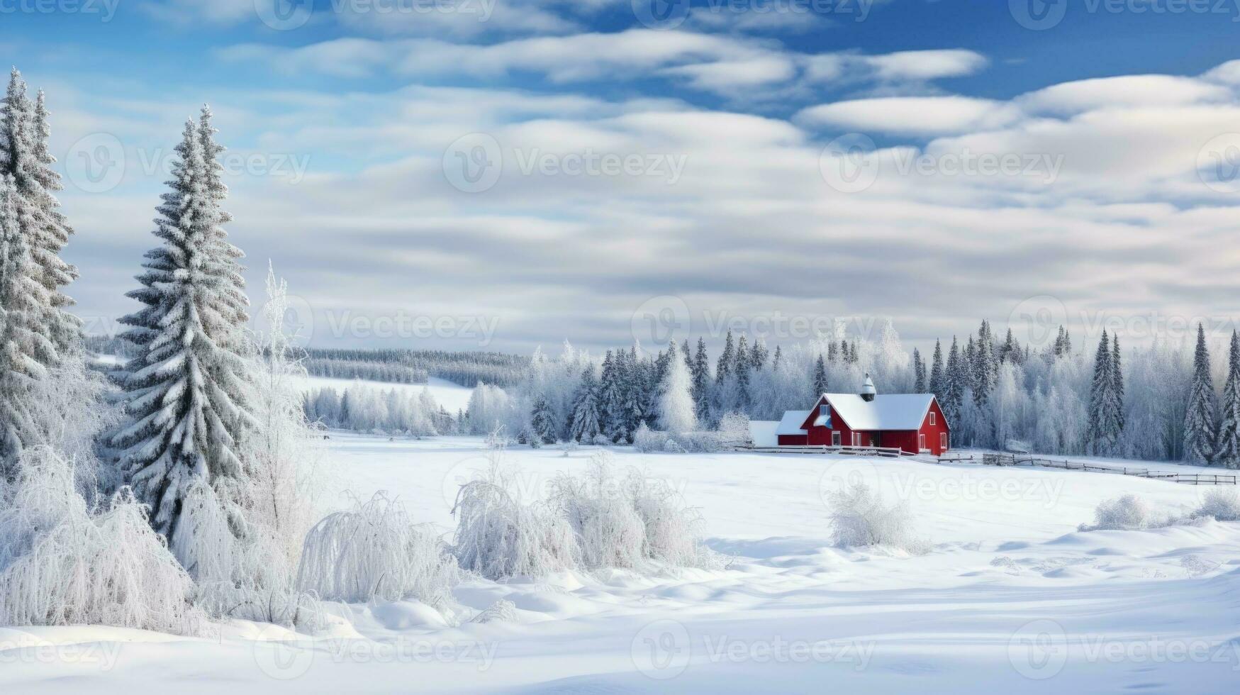 ai generiert Szene von Landschaft bedeckt mit Schnee foto