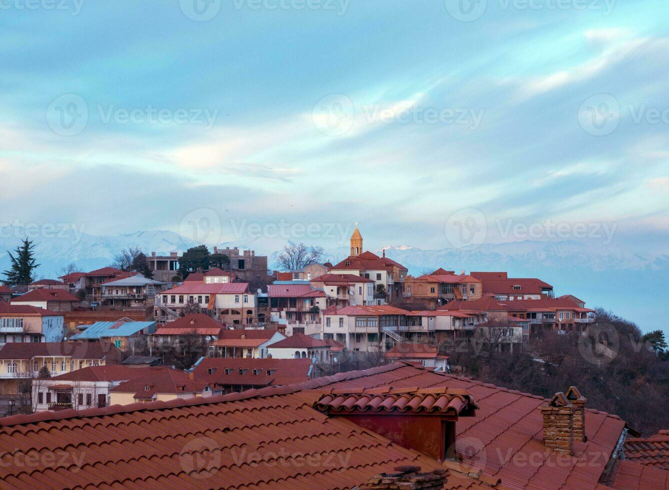 Aussicht auf signaghi Stadt. Georgia foto