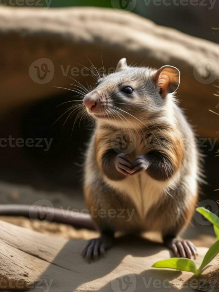 ai generiert ein Eichhörnchen ist Sitzung auf ein Ast foto