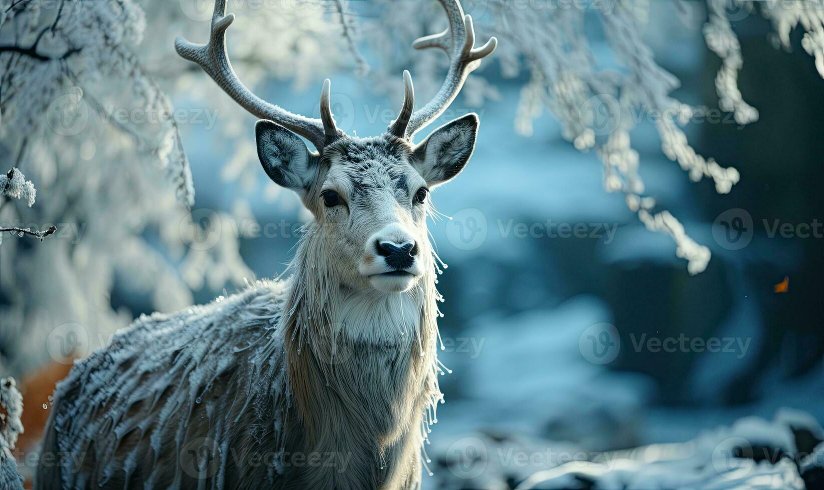 ai generiert Hirsch im Holz foto