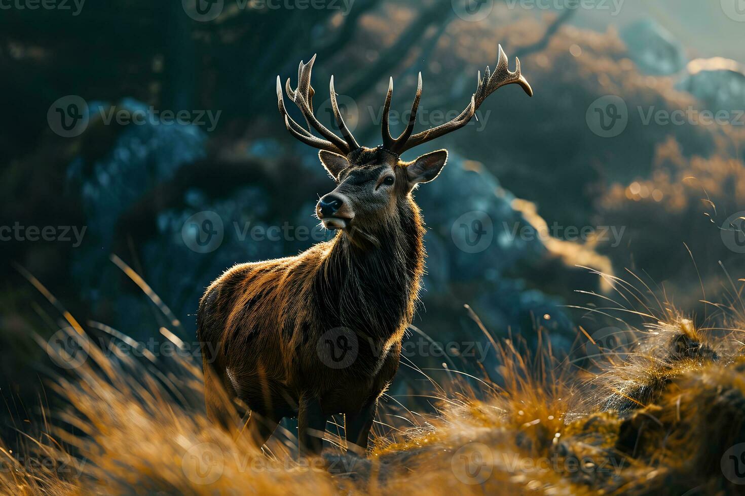 ai generiert Foto Hirsch im das Wald