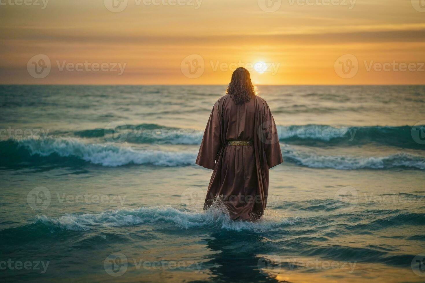 Wunder von Jesus Christus Gehen auf Wasser foto