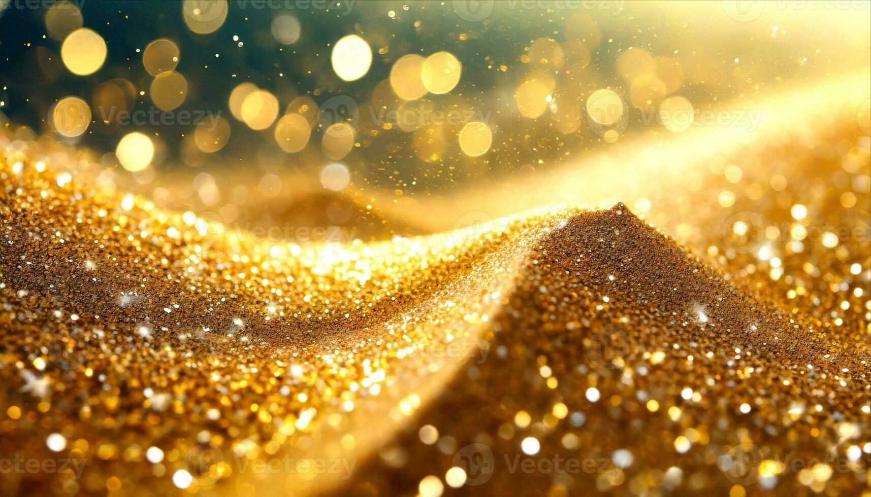 ai generiert Gold funkeln Hintergrund mit Bokeh bewirken foto