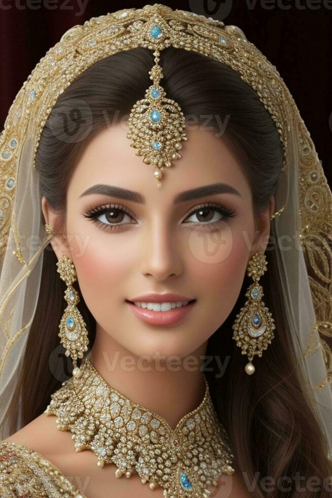 ai generiert Hochzeit Braut- bilden pakistanisch und indisch foto