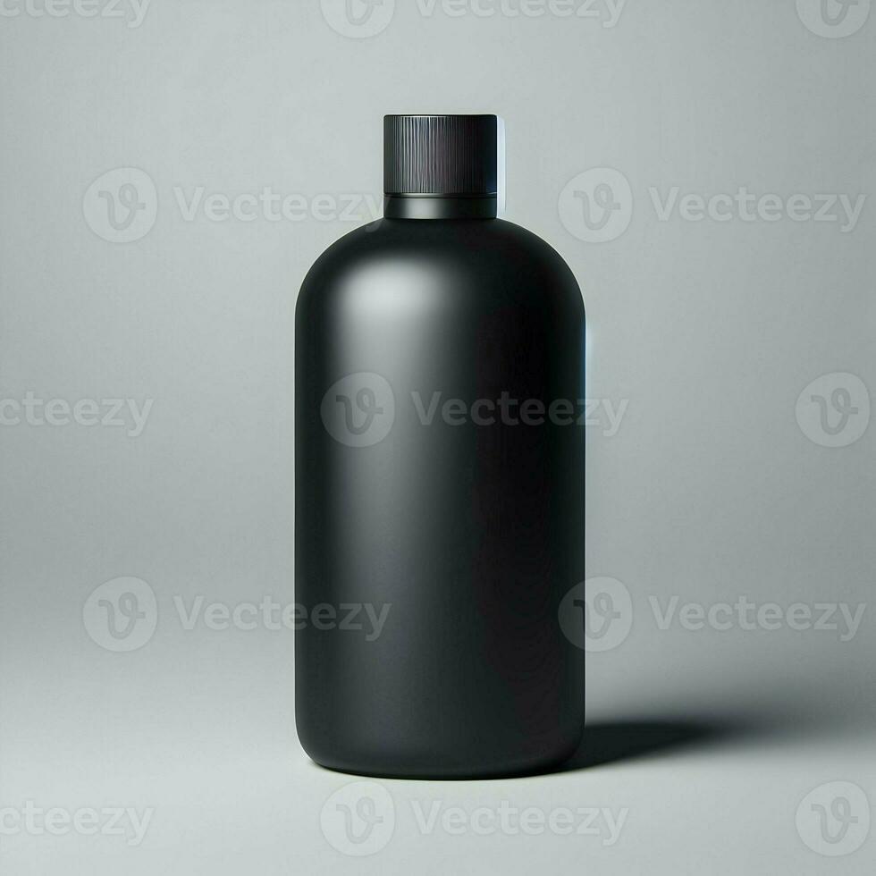 ai generiert 3d Illustration Rendern Aluminium Flasche auf Weiß Hintergrund schwarz grau Weiß foto