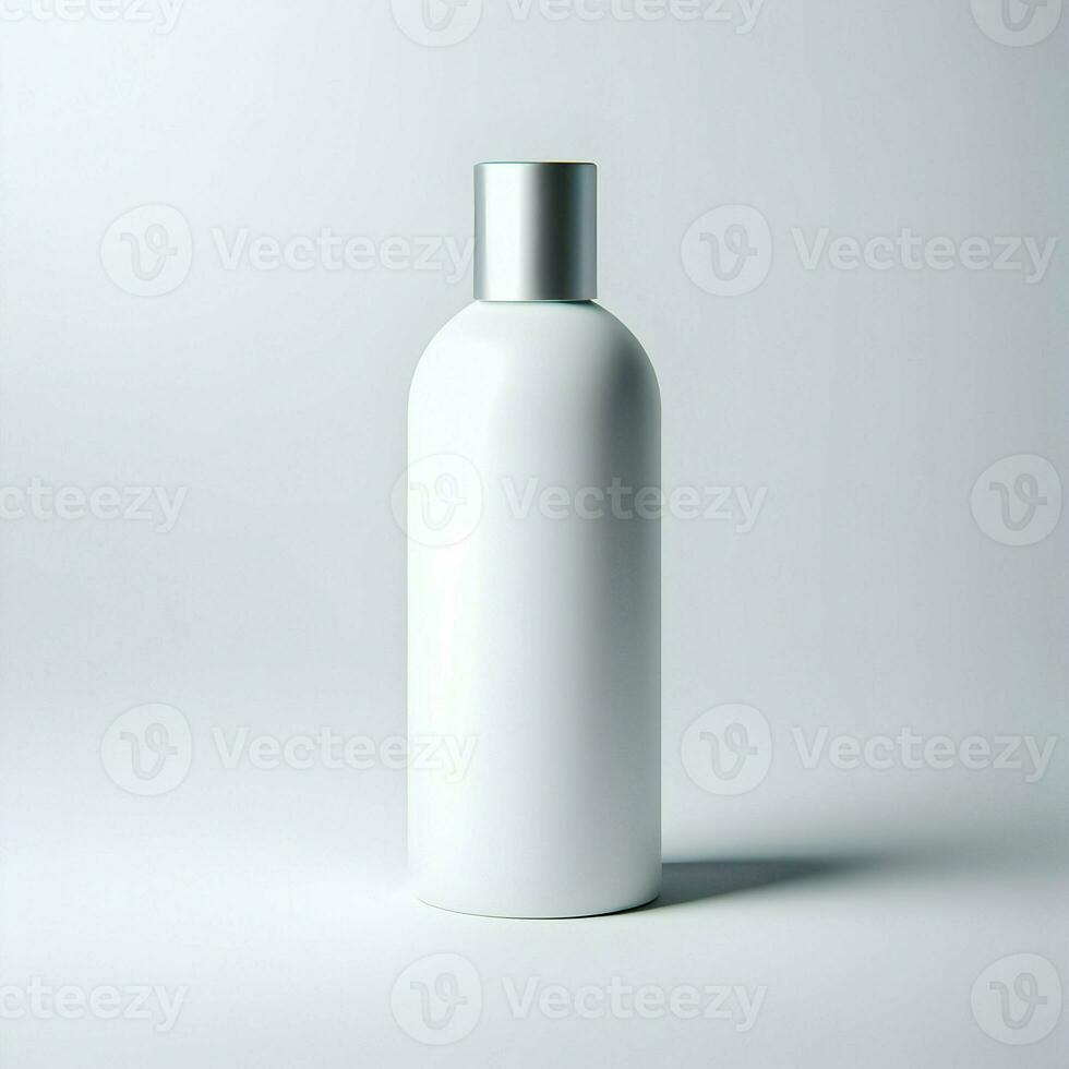 ai generiert 3d Illustration Rendern Aluminium Flasche auf Weiß Hintergrund schwarz grau Weiß foto