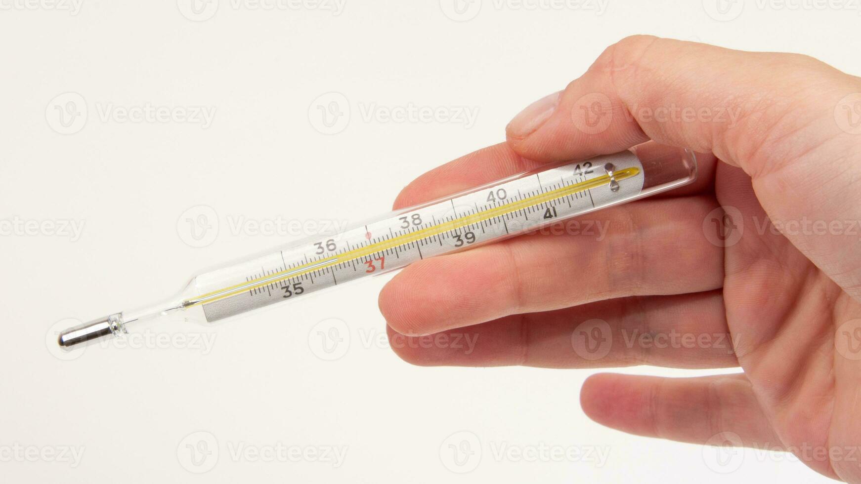 Glas Thermometer, Merkur Thermometer isoliert foto