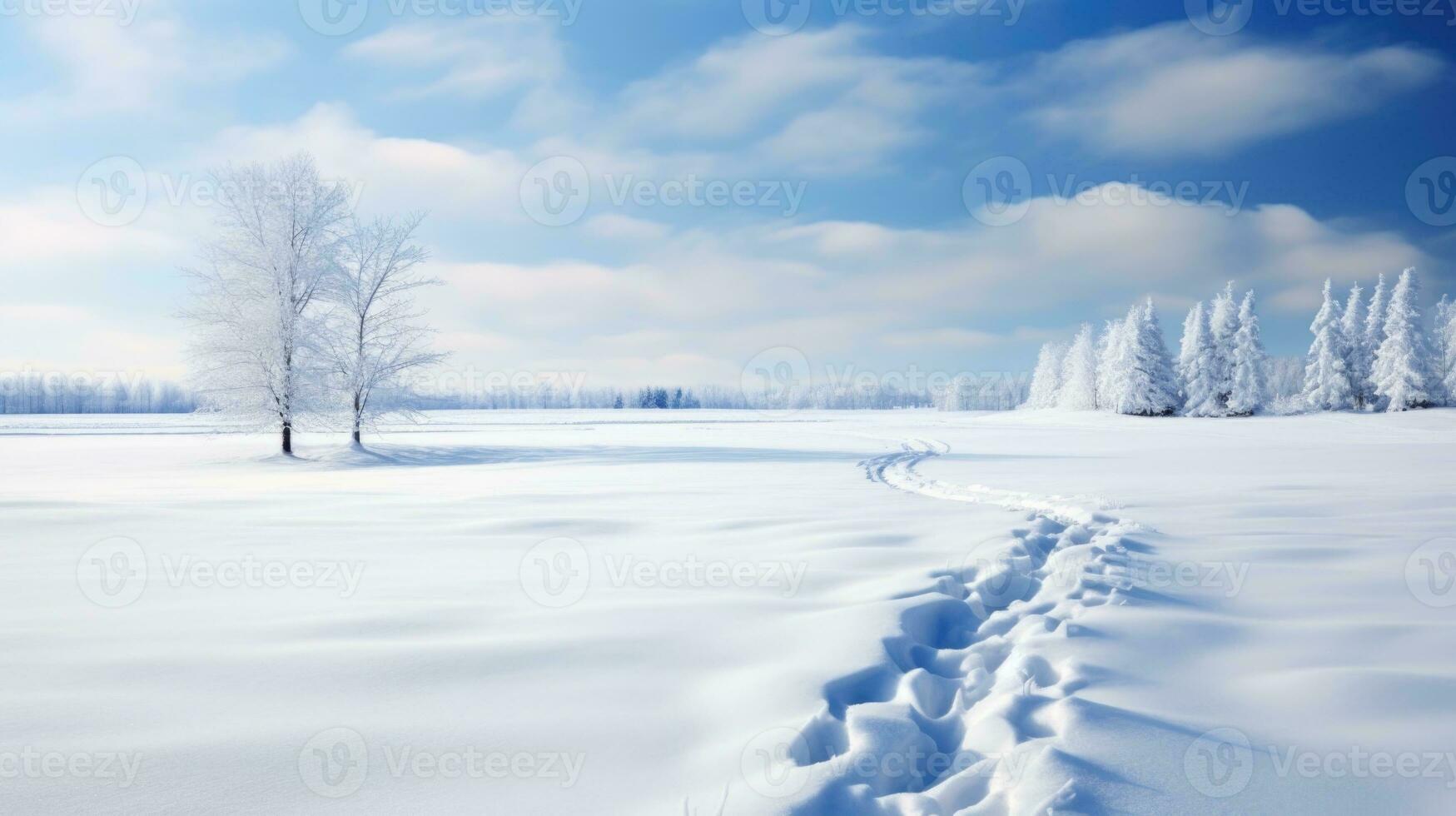 ai generiert Szene von Landschaft bedeckt mit Schnee foto