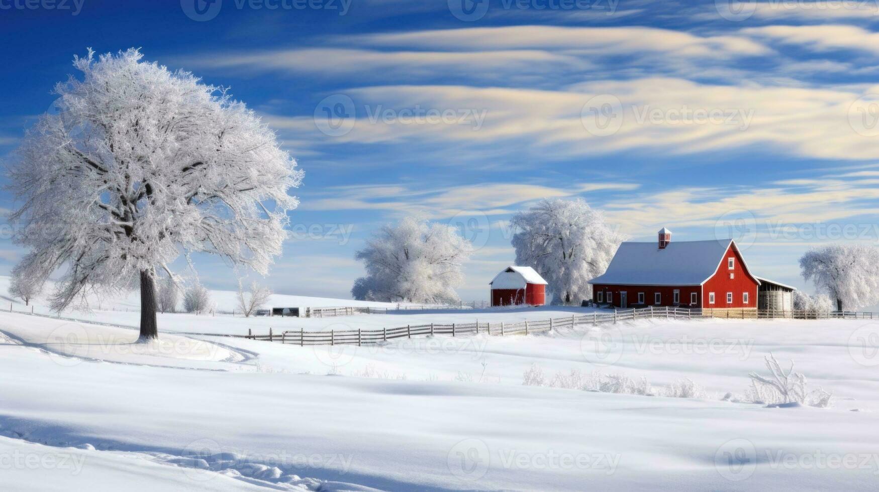 ai generiert Szene von Landschaft bedeckt mit Schnee foto