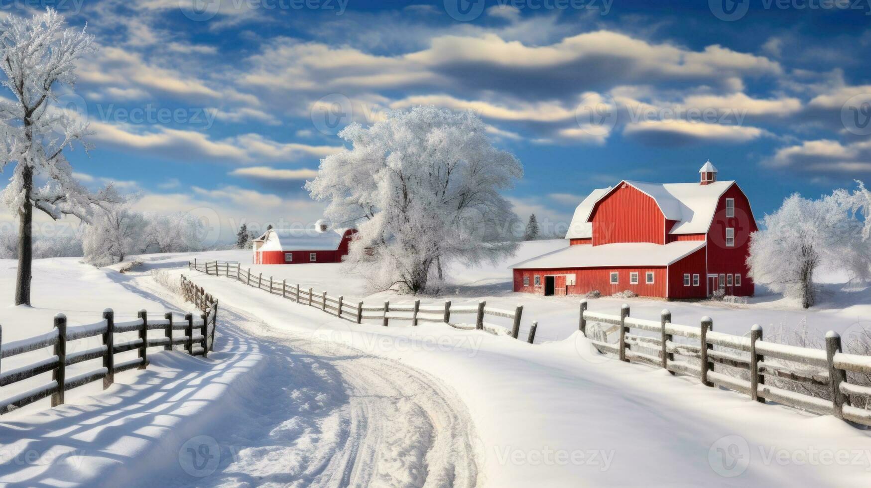 ai generiert Szene von Landschaft bedeckt mit Schnee foto