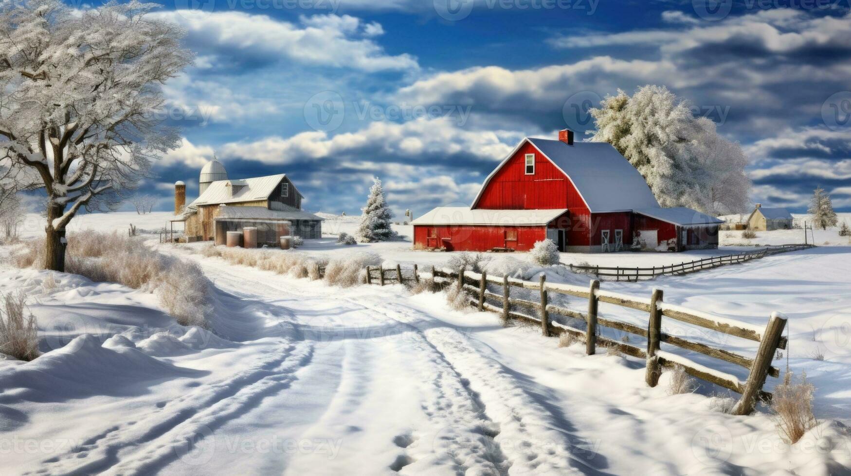 ai generiert Szene von Landschaft bedeckt mit Schnee foto