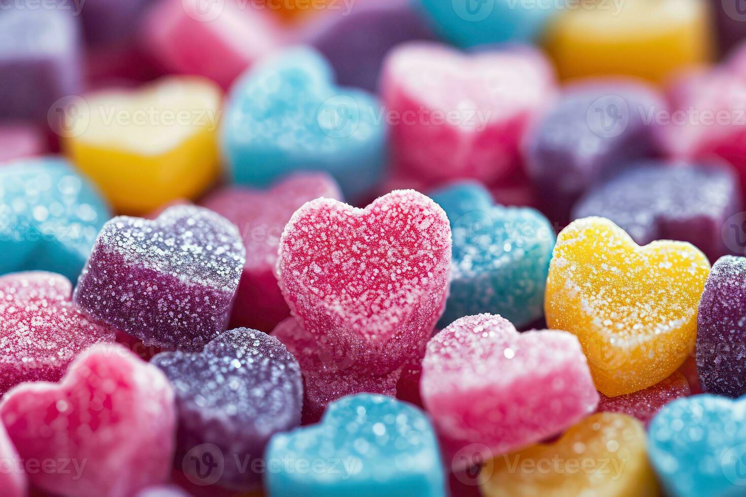 ai generiert gummiartig Herz geformt Süßigkeiten. generativ ai foto