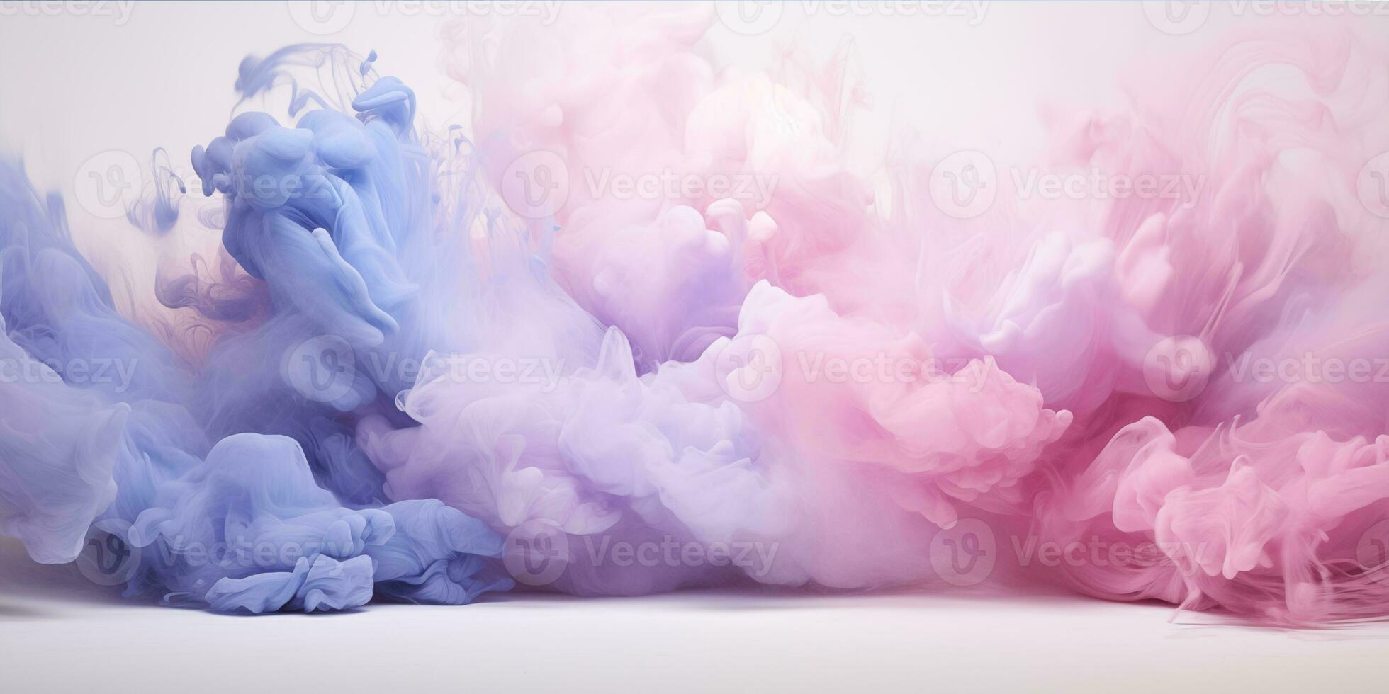 ai generiert Pink Blau flauschige Pastell- Tinte Rauch auf ein Weiß Hintergrund. generiert durch künstlich Intelligenz. foto