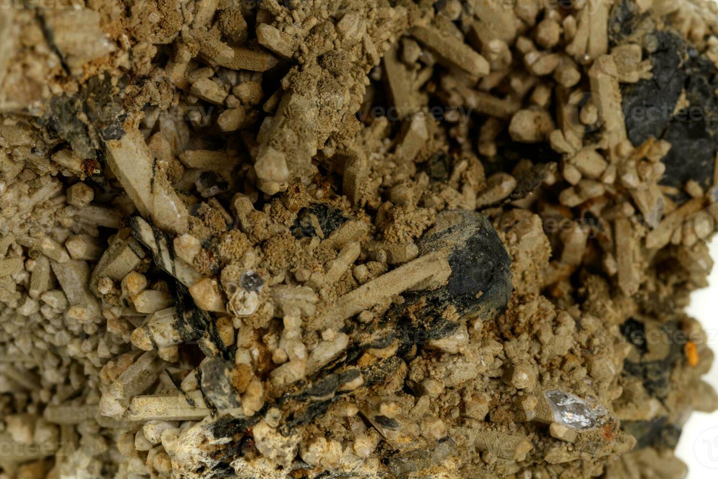 Makro Mineral Pyrit Stein Weiß Hintergrund foto