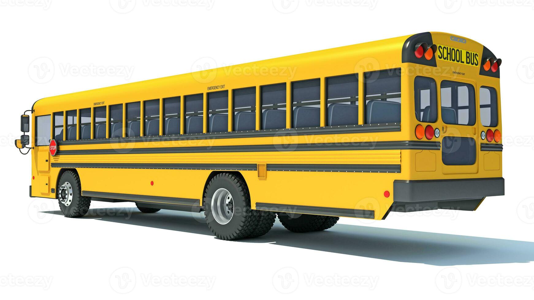 Schule Bus 3d Rendern auf Weiß Hintergrund foto