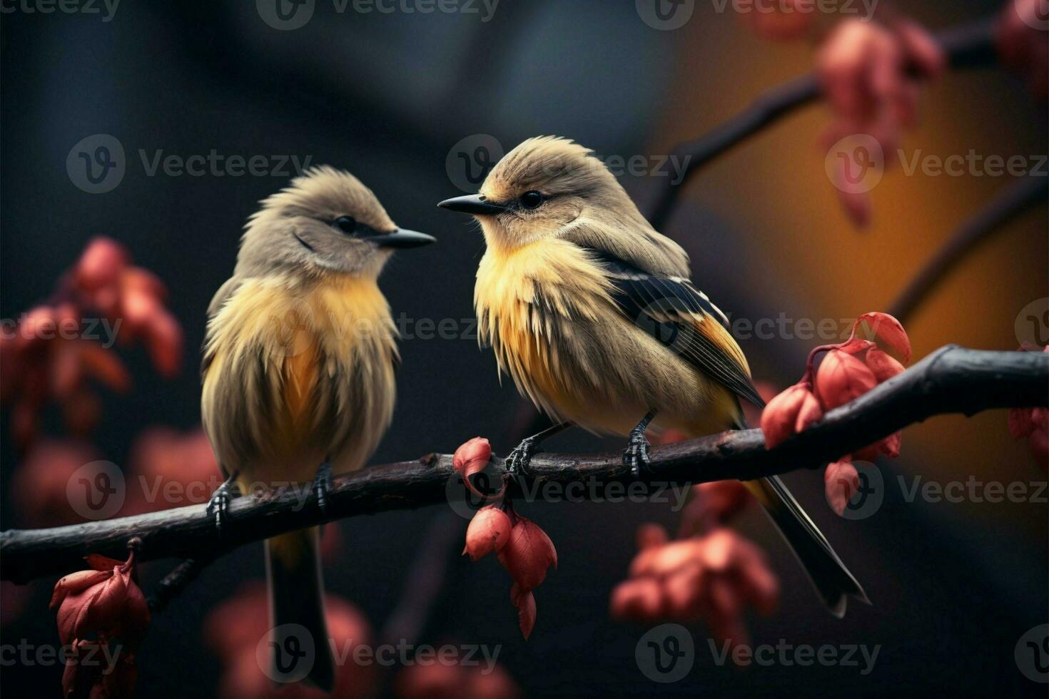 ai generiert gefiedert Schönheit ein Vogel posieren anmutig auf ein Baum Ast foto