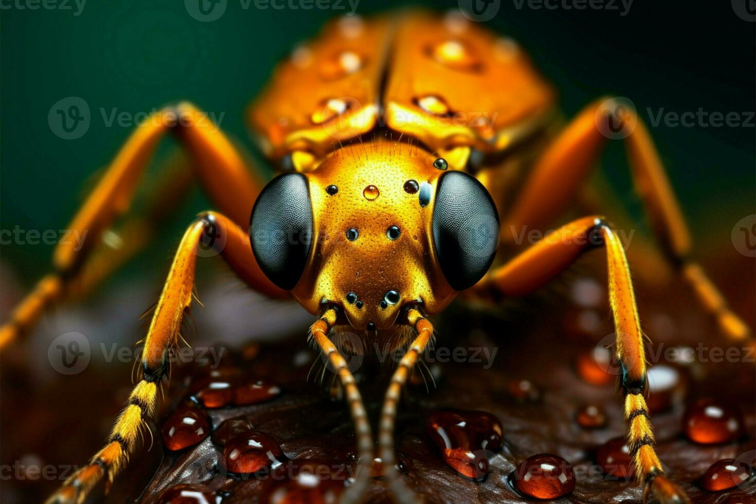 ai generiert zart Einzelheiten Makro Insekt porträtiert schön auf das Blatt foto