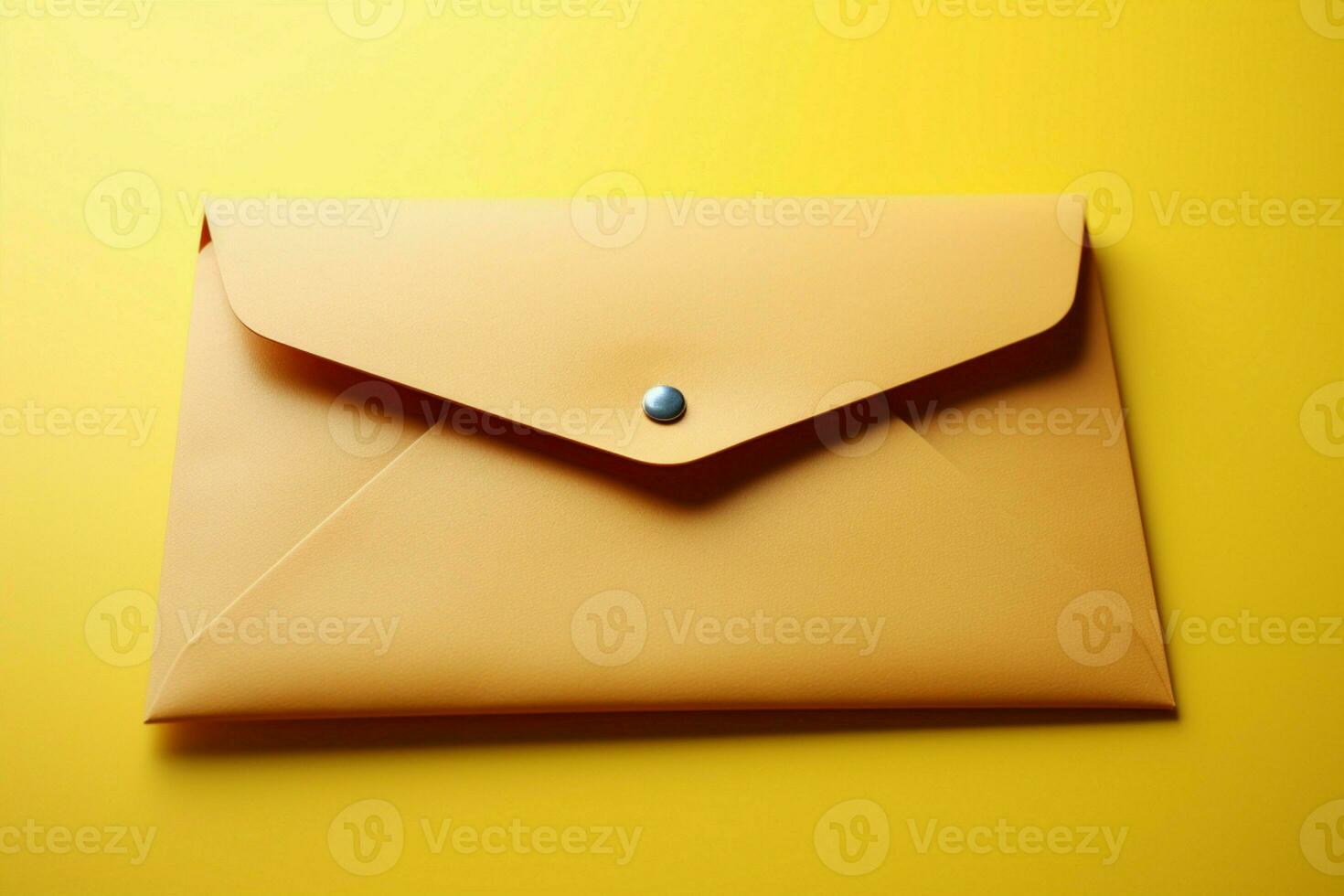 ai generiert Gelb Segeltuch ein bunt Briefumschlag fügt hinzu Flair mit reichlich Kopieren Raum foto