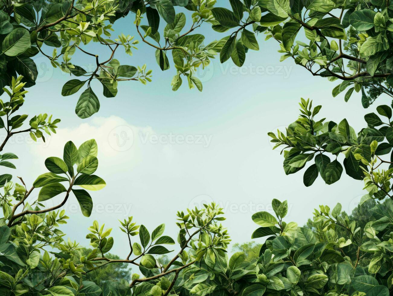 ai generiert exotisch tropisch Blätter Hintergrund mit Kopieren Raum im das Center. generativ ai foto