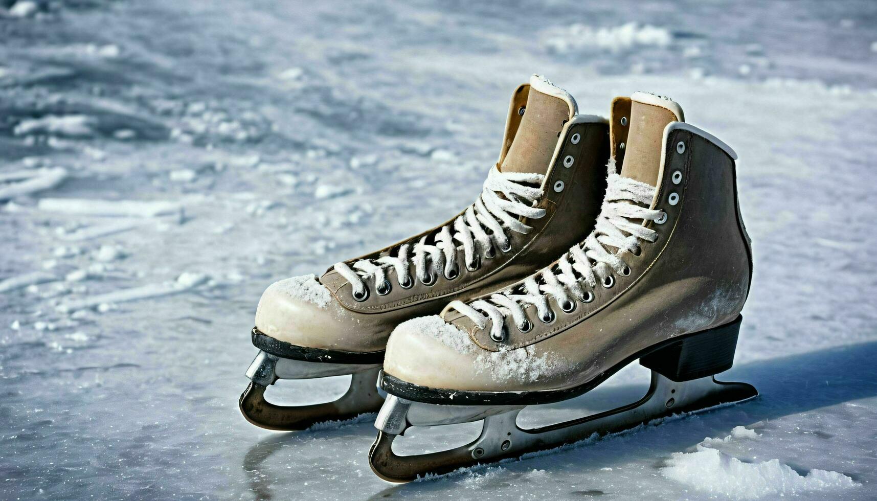 ai generiert Eis Skaten zeigt an auf gefroren See foto