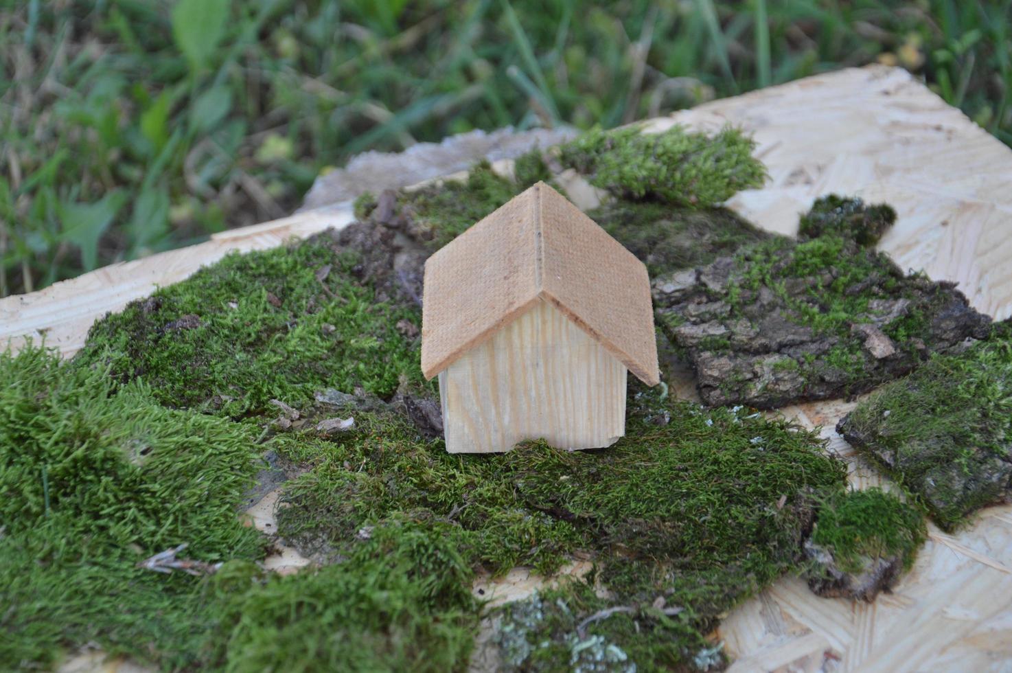 Modell eines Holzhauses als Familienbesitz foto