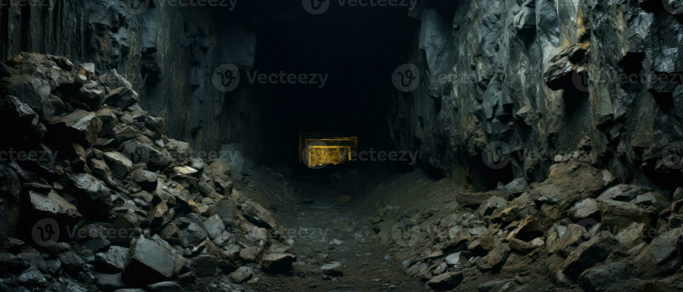 ai generiert mysteriös Höhle mit ein glühend Tunnel. ai generativ. foto
