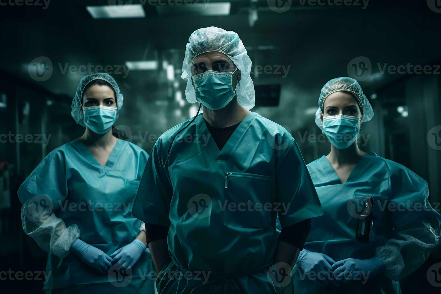 ai generiert Ärzte und Krankenschwestern im Besondere Ausrüstung tragen Arzt Kleidung. generativ ai foto