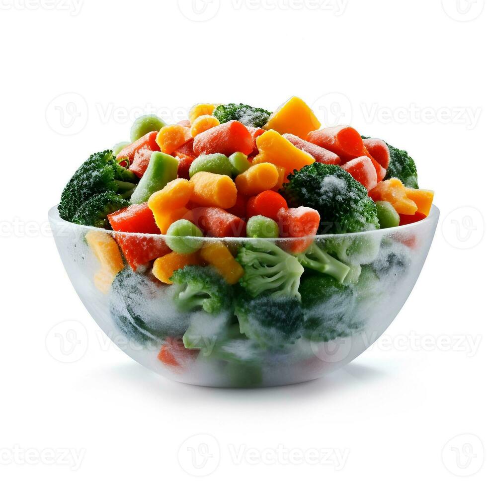 ai generiert gefroren Gemüse im Teller foto