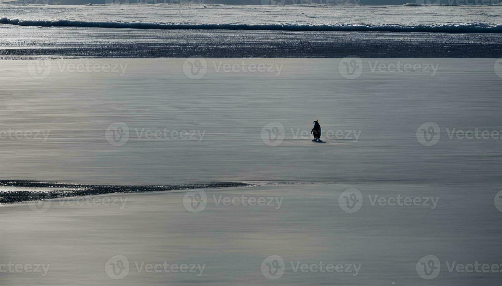 ai generiert ein einsam Pinguin Stehen im das Wasser foto
