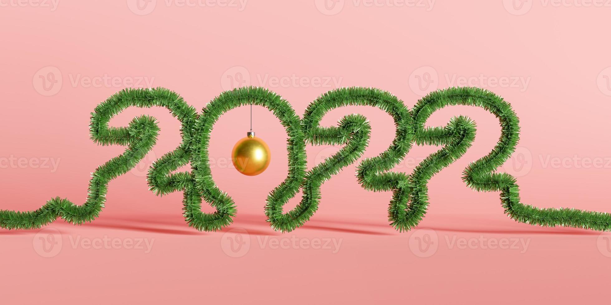 Neujahr 2022 Schild mit Girlande foto