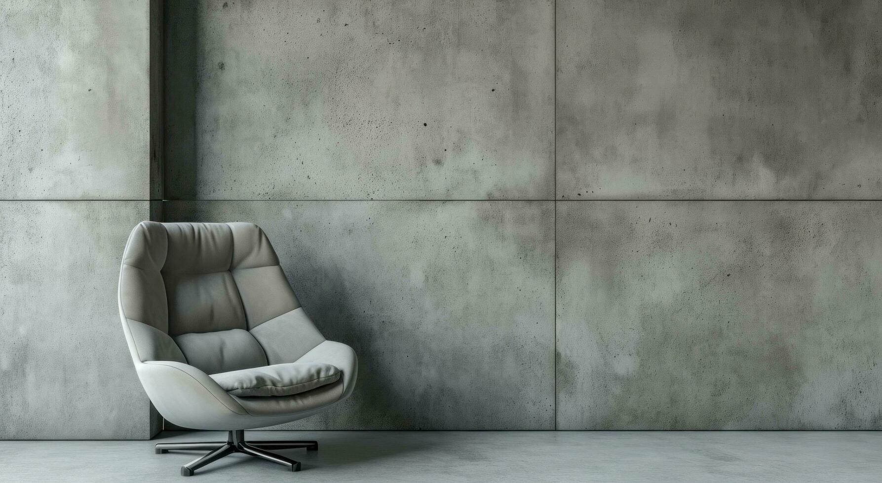 ai generiert grau Arm Stuhl Nächster zu ein Beton Mauer foto