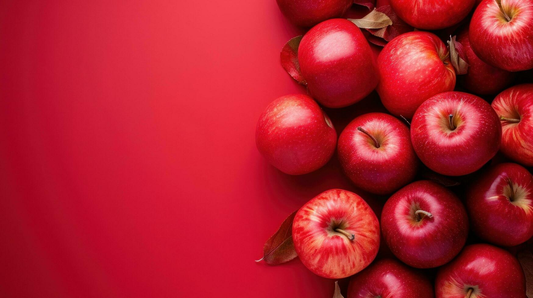 ai generiert rot Äpfel Werbung Hintergrund mit Kopieren Raum foto
