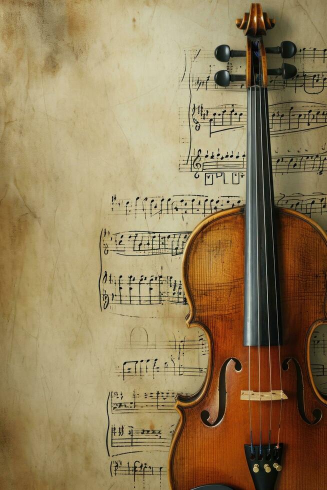 ai generiert Violine Konzert Werbung Hintergrund mit Kopieren Raum foto