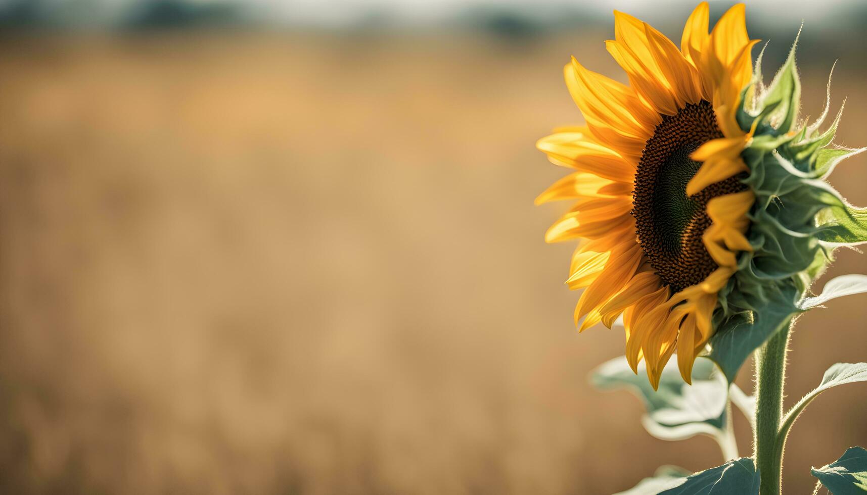 ai generiert ein Sonnenblume ist Stehen im ein Feld foto