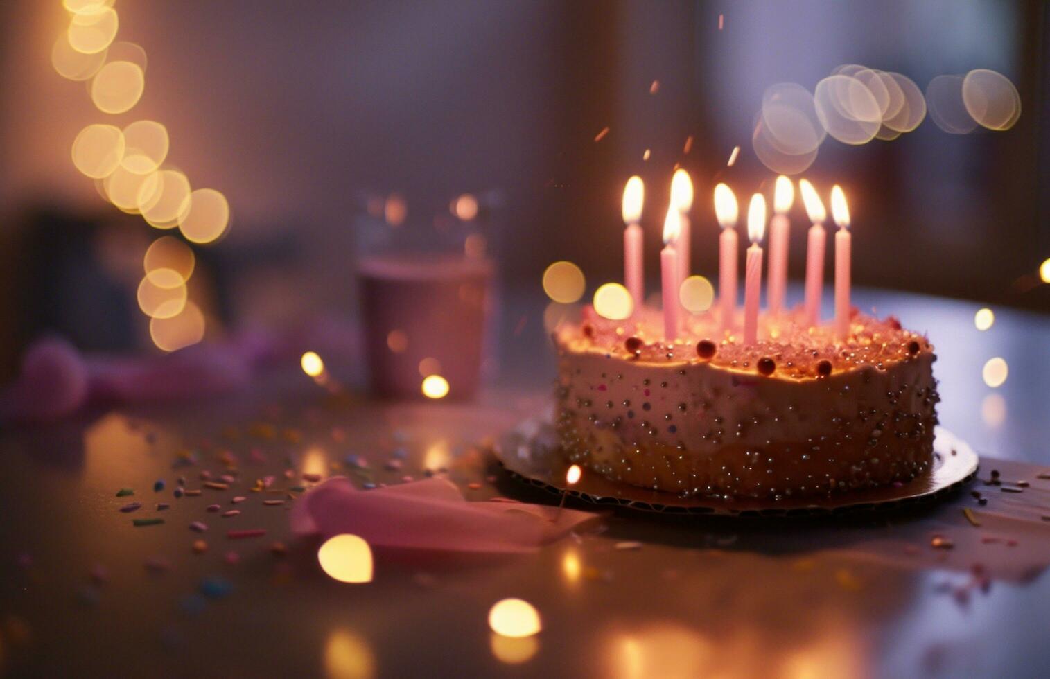 ai generiert Geburtstag Karte Bildschirmfoto Miniaturansicht mit Geburtstag Kerzen und Luftballons.. foto