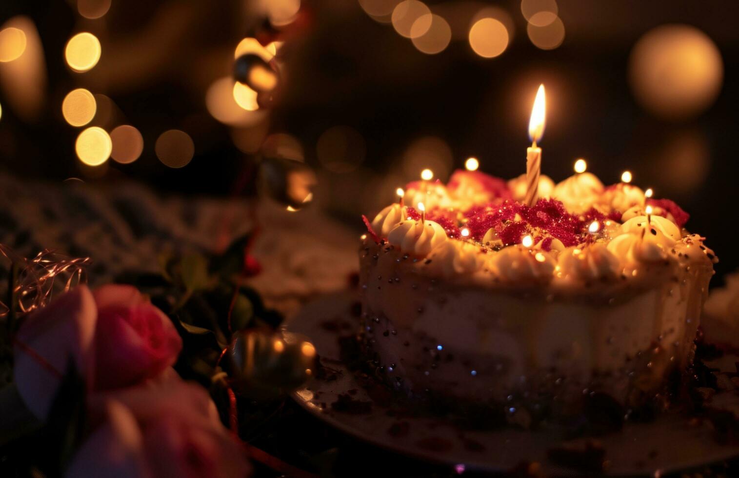 ai generiert Geburtstag Karte Bildschirmfoto Miniaturansicht mit Geburtstag Kerzen und Luftballons.. foto