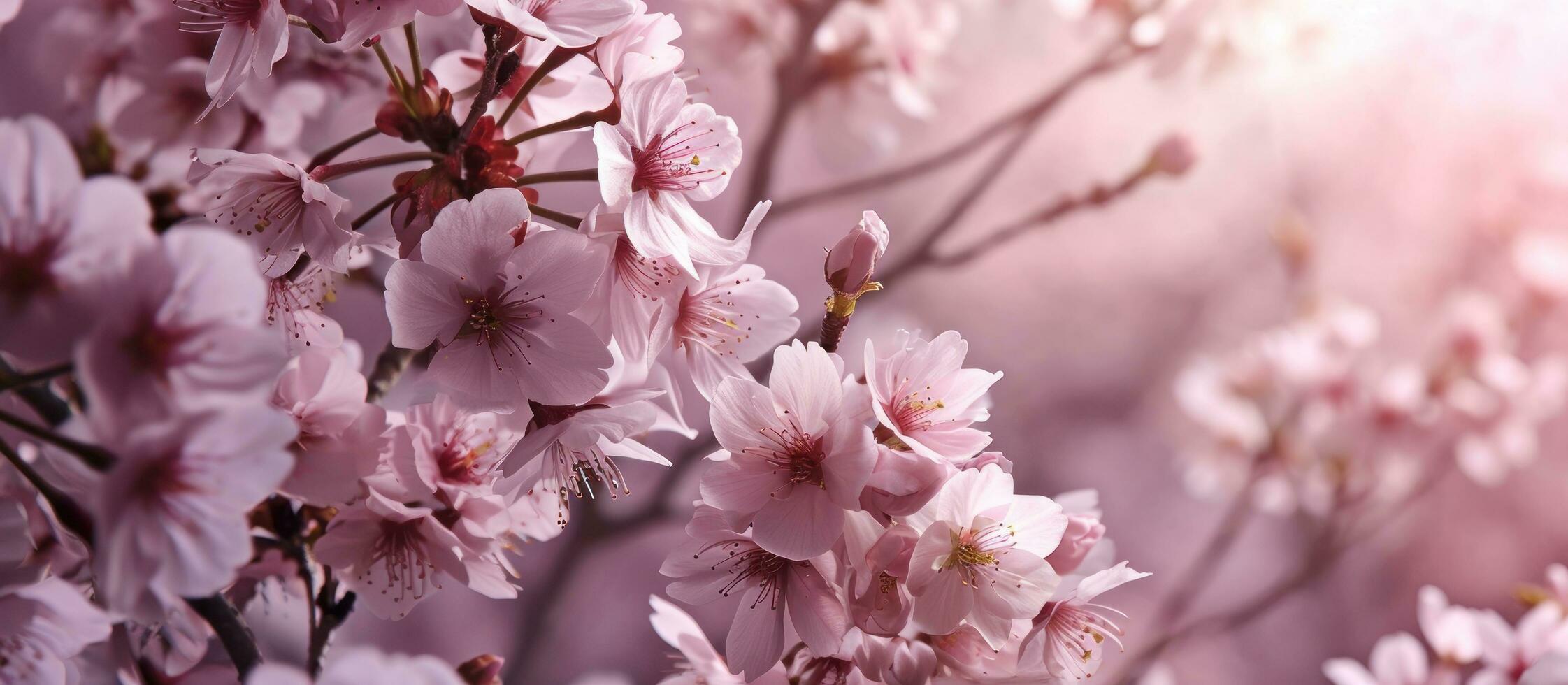 ai generiert ein Rosa Hintergrund mit Blumen gegen es foto