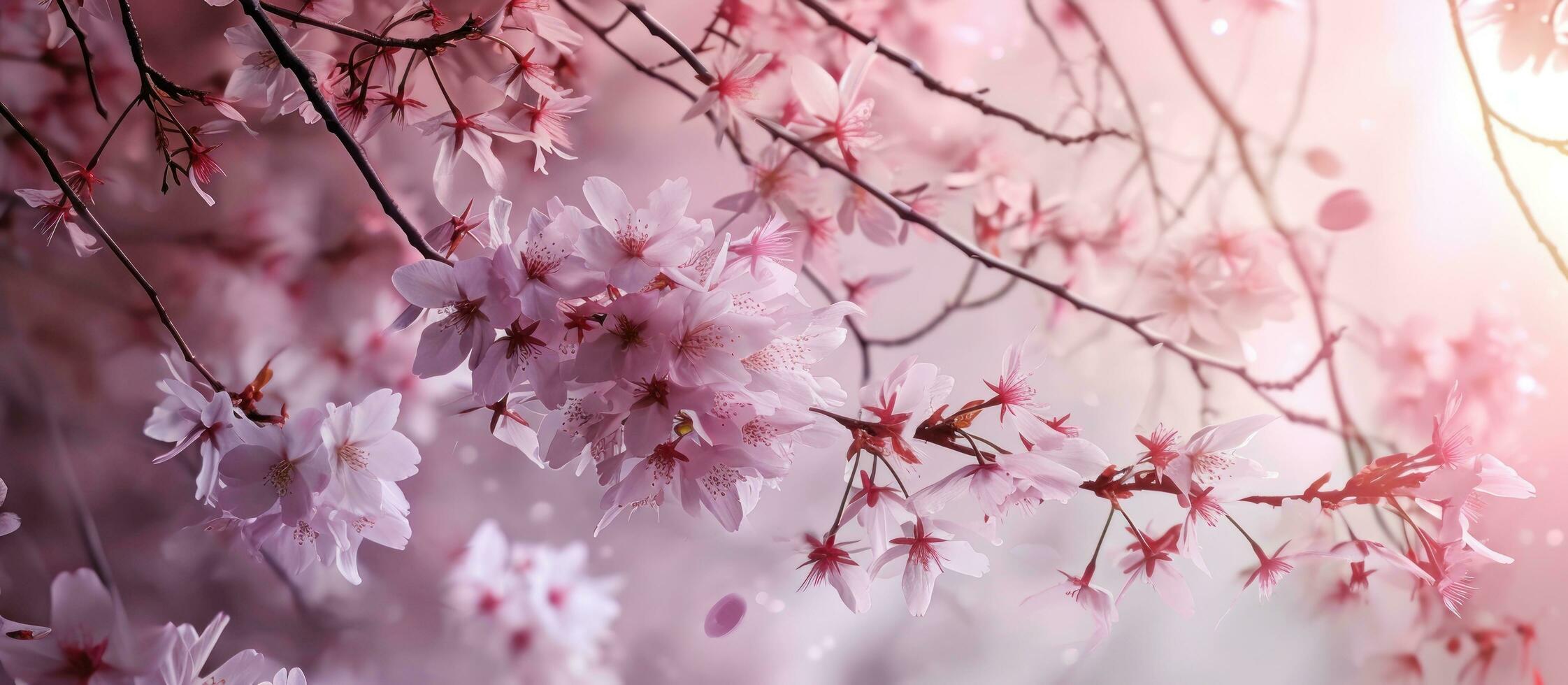 ai generiert ein Rosa Hintergrund mit Blumen gegen es foto