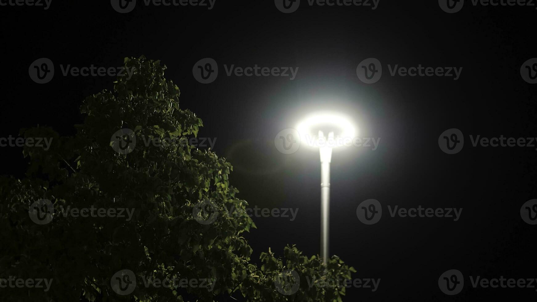 Nacht Gasse zündete durch Laternen. Lager Filmaufnahme. zündete Gasse mit Laternen beim Nacht foto