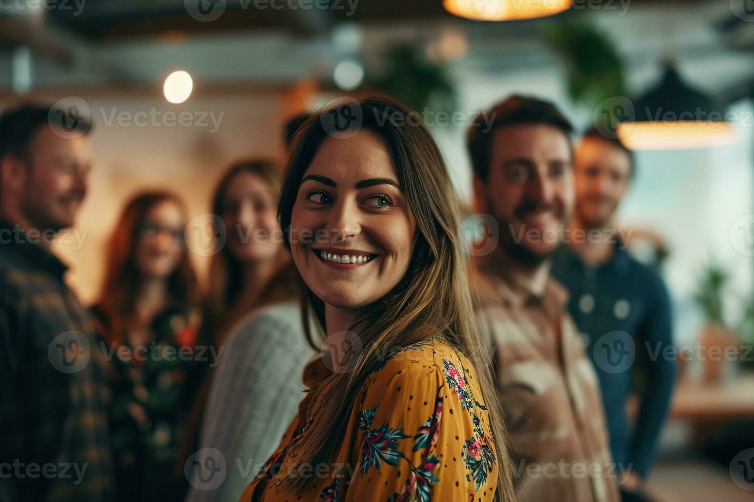 ai generiert Gruppe von Geschäft Menschen haben ein Treffen beim kreativ Büro foto