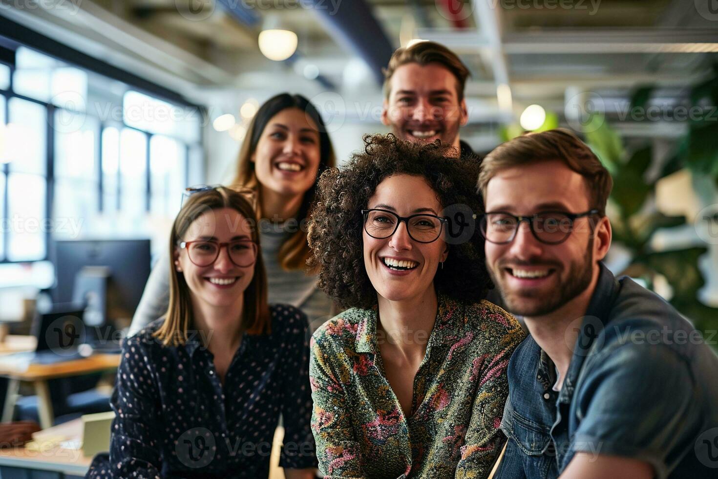 ai generiert Gruppe von Geschäft Menschen haben ein Treffen beim kreativ Büro foto