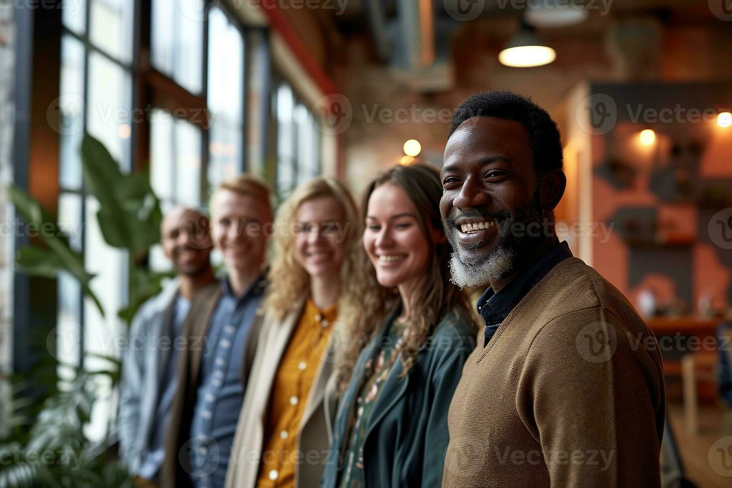 ai generiert Gruppe von Geschäft Menschen haben ein Treffen beim kreativ Büro foto