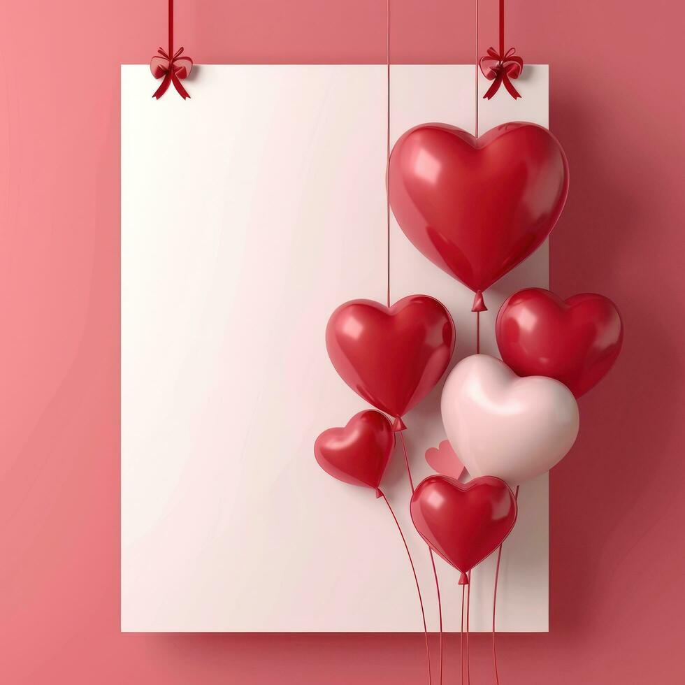 ai generiert Valentinstag Tag Poster Vorlage mit groß Kopieren Raum zum Text foto