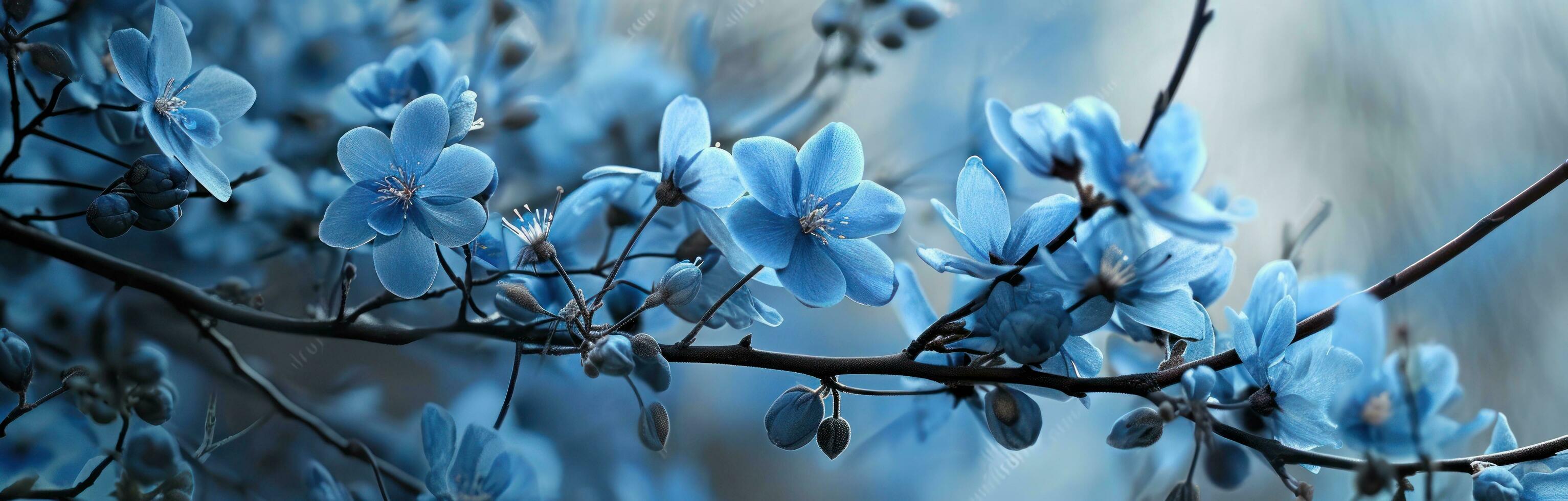 ai generiert Hintergrund Blume Ast Blau Blume foto