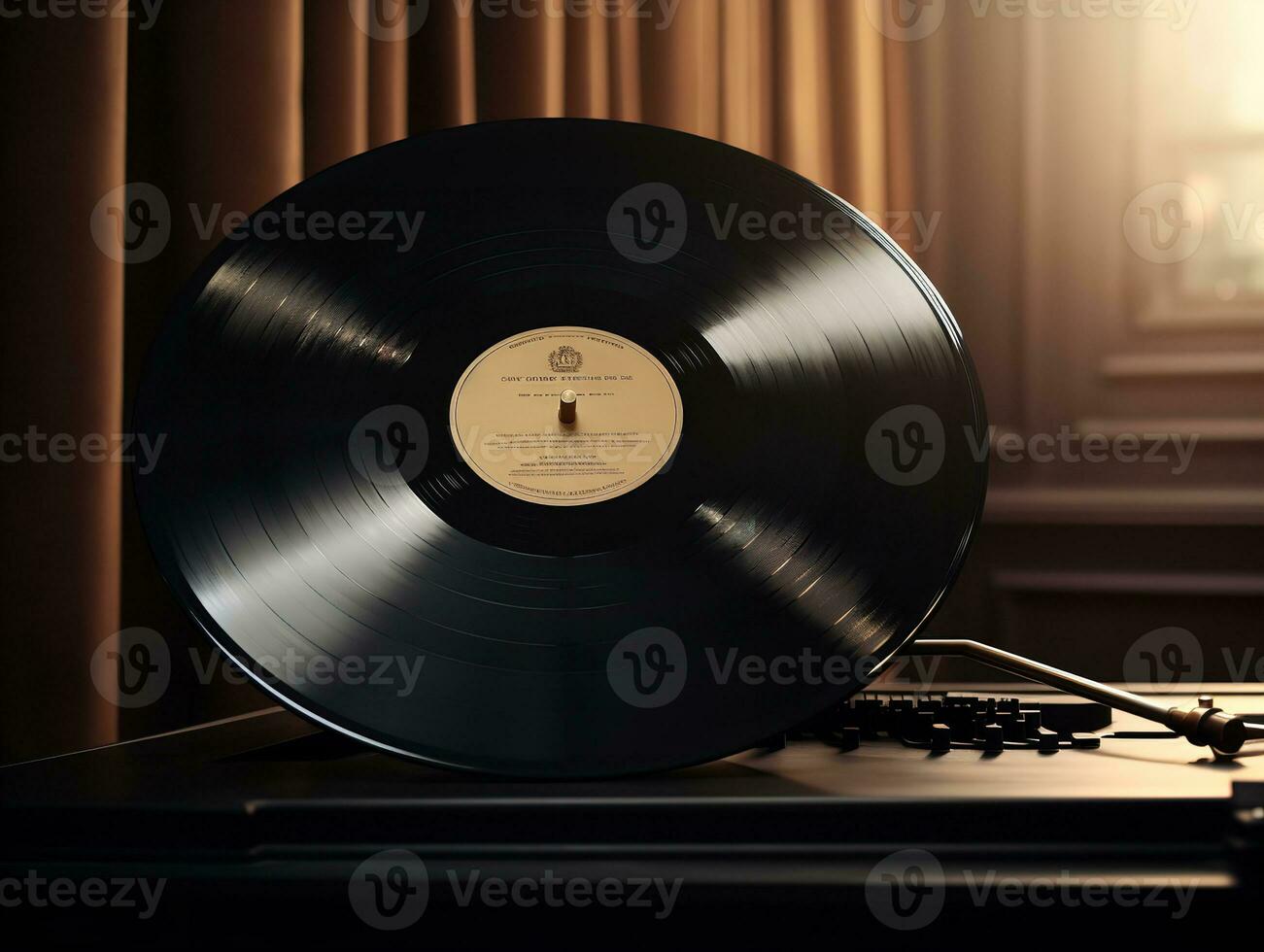 ai generiert Jahrgang Vinyl Aufzeichnung Attrappe, Lehrmodell, Simulation zum Musik- Enthusiasten - - ai generiert foto