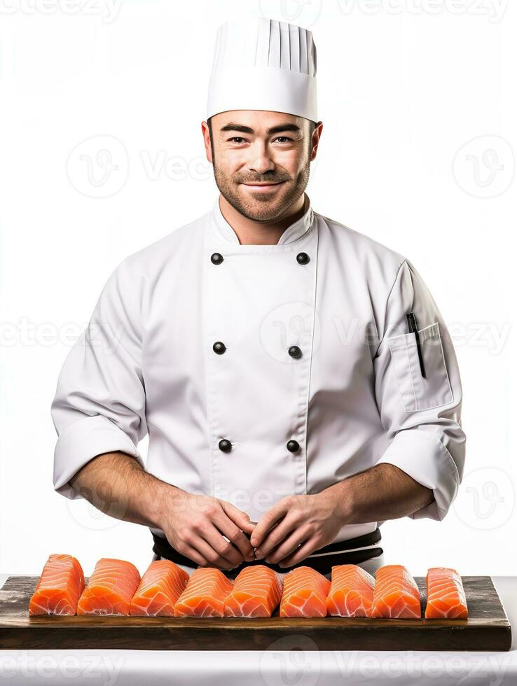 ai generiert männlich Koch Kochen im Küche, ai generiert foto