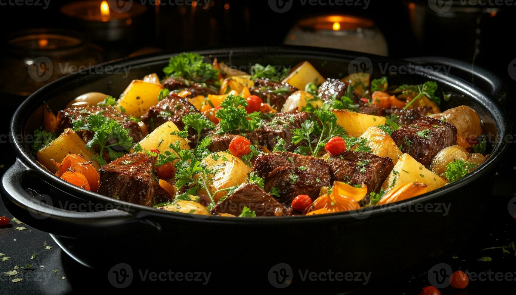 ai generiert gegrillt Fleisch und Gemüse auf ein rustikal Platte, lecker gekocht generiert durch ai foto